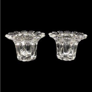 Borgonovo Queen Taper Candle Holder Clear Glass Set of 2 Made in Italy Vintage